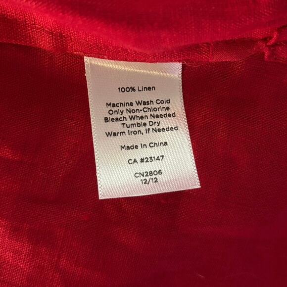 Talbots Size LP PL L Petite 100% Linen Tunic Top Red v Neck - Picture 4 of 4